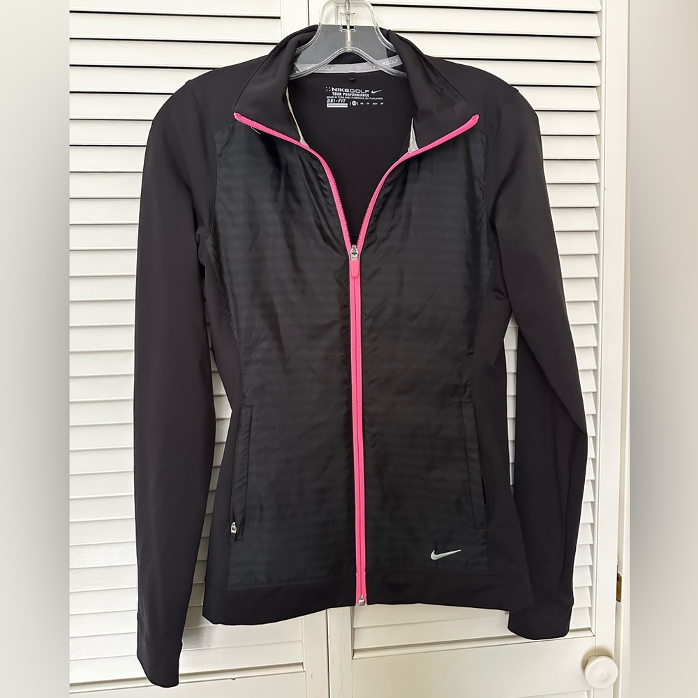 Nike Black and Pink Athletic Jacket Lightweight Polyester